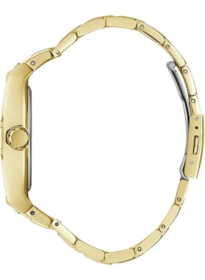 GUESS Men's Trend Casual Tonneau Diamond 43mm Watch, Gold-Tone/Black Bracelet - Image 2