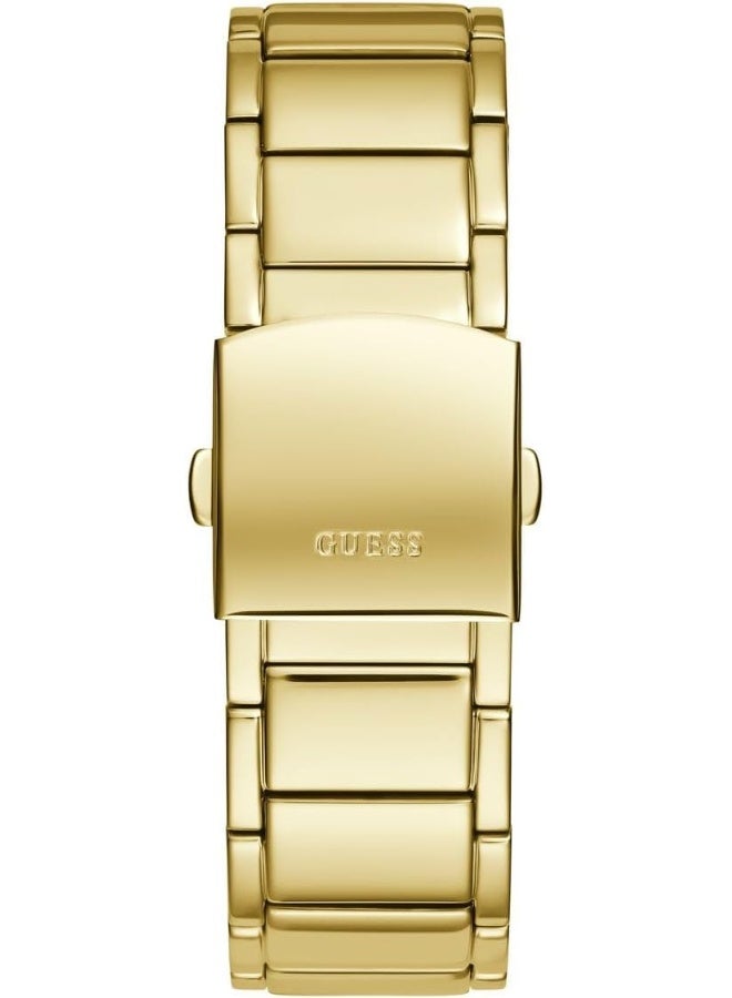 GUESS Men's Trend Casual Tonneau Diamond 43mm Watch, Gold-Tone/Black Bracelet - Image 3