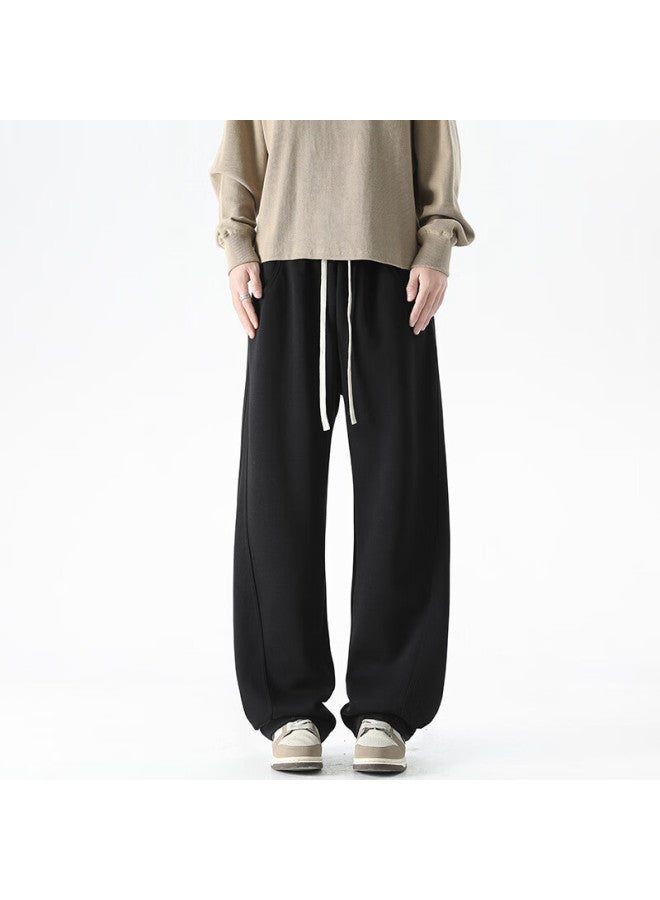 Monpoc Men's American Style Curved Blade Pants Spring Autumn Winter Trendy High Street Wide Leg Sports Casual Pants Mox32 Black 2XL - Image 5