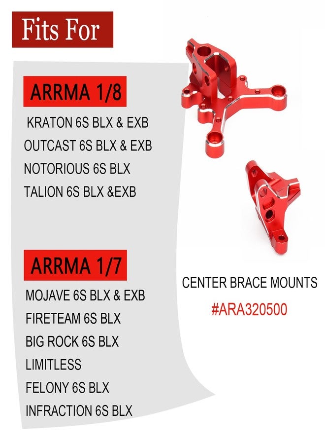 MOSHNOLY Front & Rear Center Brace Mount for Arrma 6S 1/8 Kraton/Notorious/Outcast/Talion/ 1/7 Mojave/Felony/Infraction/Fireteam,Limitless,Aluminum Upgrades Parts #ARA320500 - Image 3