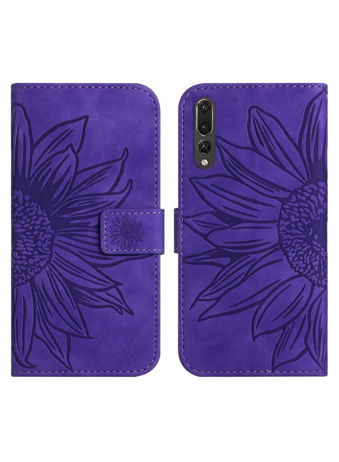 Zaboon Case For Huawei P20 Pro Skin Feel Sun Flower Pattern Flip Leather Phone Case with Lanyard - Image 2