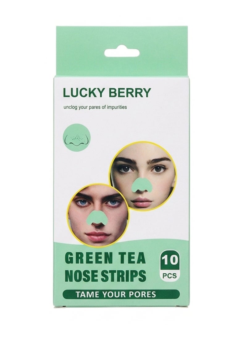 FLYROAD Blackhead Removal Nose Strips (10 strips per pack), Green Tea Scented Pore-Minimizing Nose Strips - Image 1