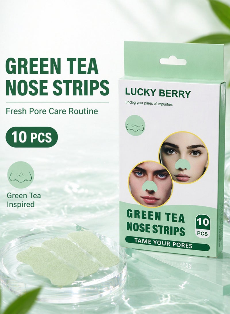 FLYROAD Blackhead Removal Nose Strips (10 strips per pack), Green Tea Scented Pore-Minimizing Nose Strips - Image 2