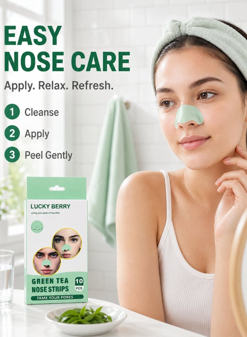 FLYROAD Blackhead Removal Nose Strips (10 strips per pack), Green Tea Scented Pore-Minimizing Nose Strips - Image 5