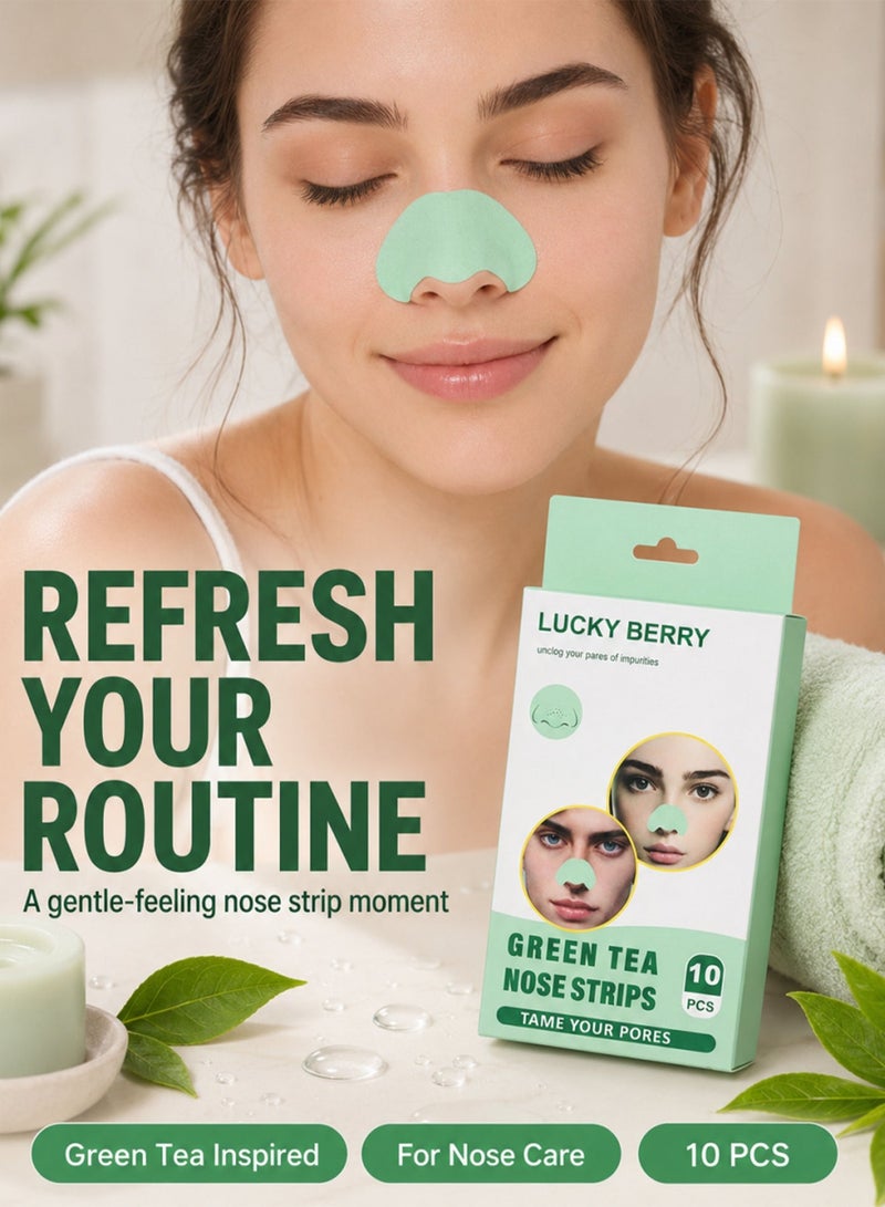 FLYROAD Blackhead Removal Nose Strips (10 strips per pack), Green Tea Scented Pore-Minimizing Nose Strips - Image 3