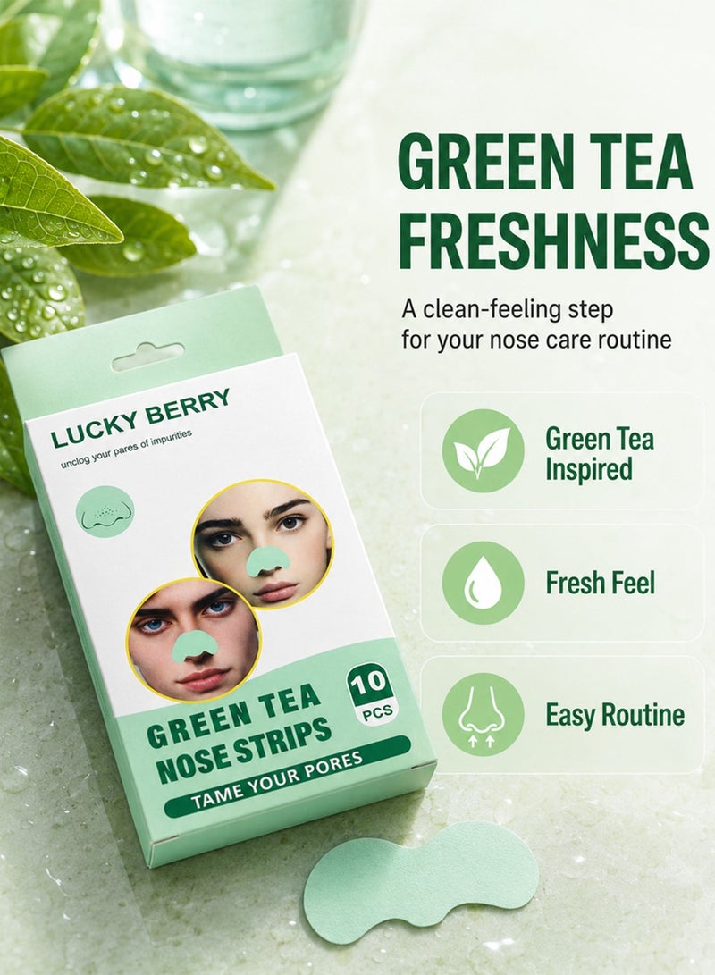 FLYROAD Blackhead Removal Nose Strips (10 strips per pack), Green Tea Scented Pore-Minimizing Nose Strips - Image 4