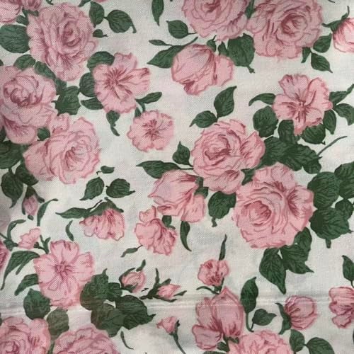 LMAEZNER Light Weight Natural Cotton Fabric by The Yard DIY Making Supplies Quilting Patchwork Fabric DIY for Quilting Cotton Patchwork Cushions (Pink Floral, 1 Yard pre Cut) - Image 1