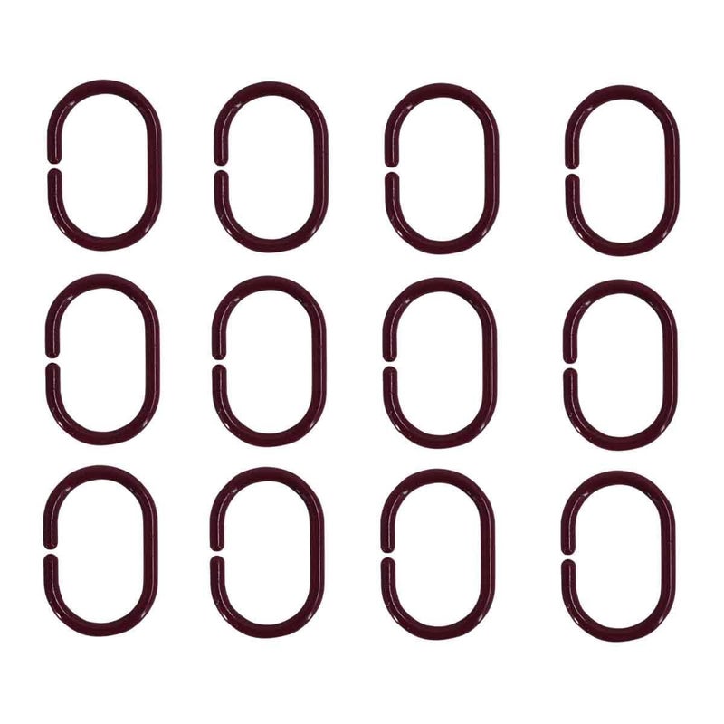 KidsCity.in Shower Curtain Rings, Plastic Rust-Proof, Unbreakable, Slides Easily on Bath Drape Rod, Curtain Liner, 24 C Shape Hooks - (JS160905) Maroon  - Image 4