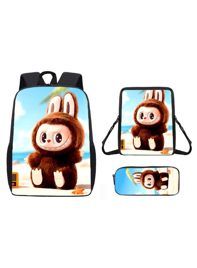 LABUBU Lightweight Primary School Bag Labubu Cute Printed Cartoon Anime Children's Backpack 42*29*16CM+Lunch Bag 26*18*6CM+Pen Bag 11*22*2.5CM - Image 1