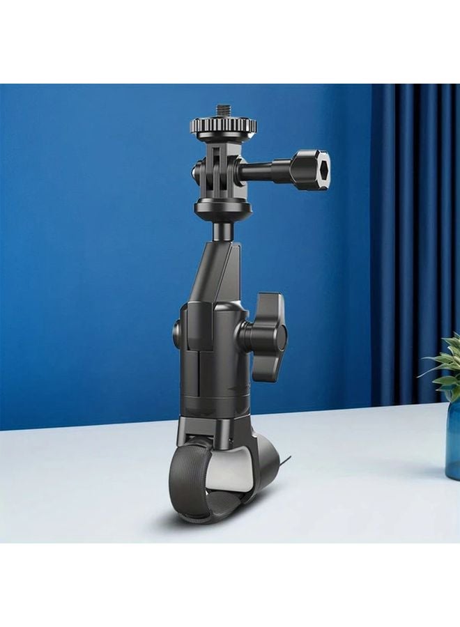 حامل كاميرا دراجة نارية أسود ذراع دوار 360 قابل للتعديل مشبك متين تسجيل بدون استخدام اليدين - Image 2