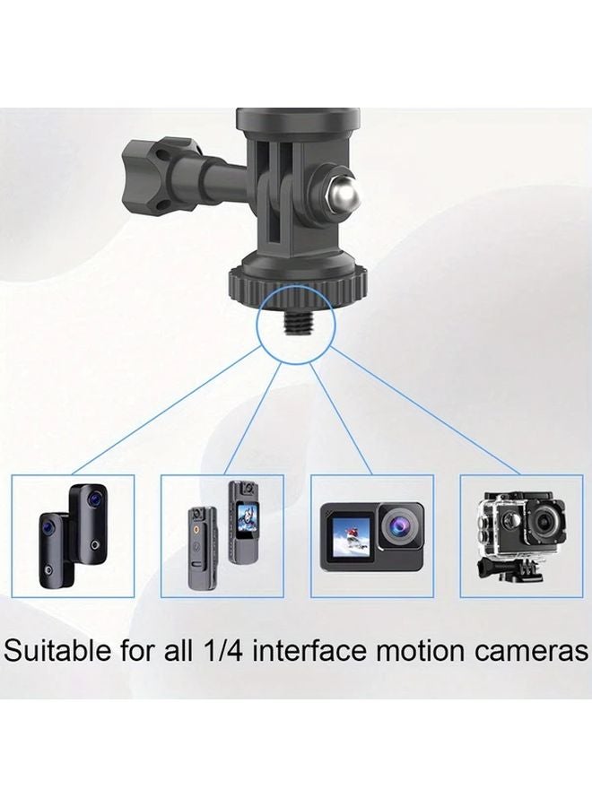 حامل كاميرا دراجة نارية أسود ذراع دوار 360 قابل للتعديل مشبك متين تسجيل بدون استخدام اليدين - Image 4