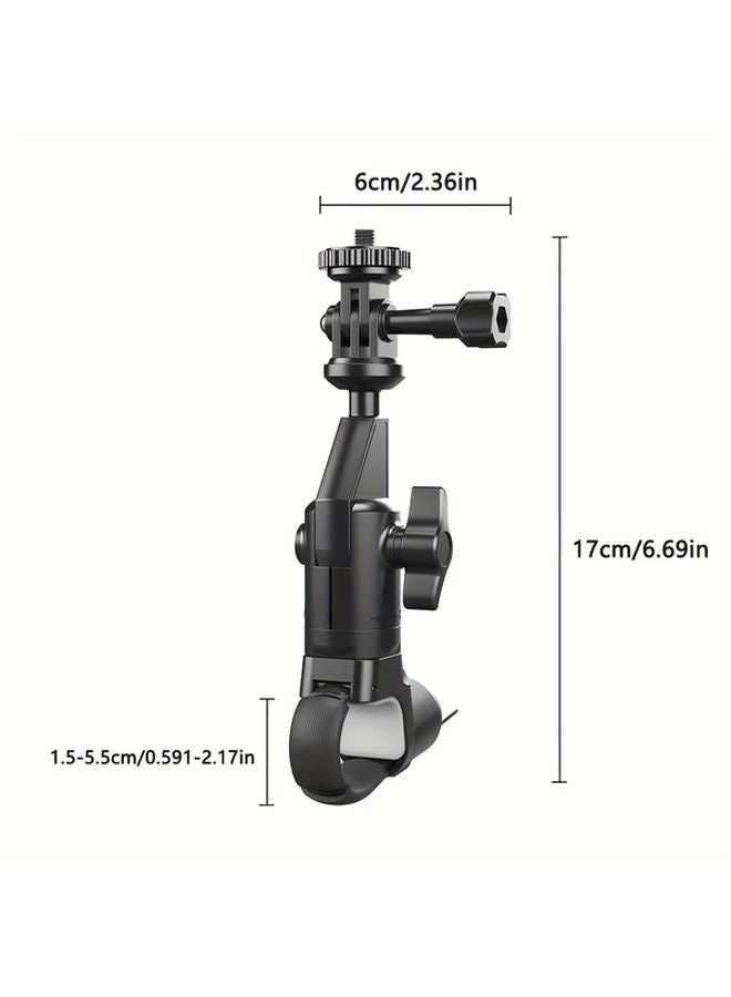 حامل كاميرا دراجة نارية أسود ذراع دوار 360 قابل للتعديل مشبك متين تسجيل بدون استخدام اليدين - Image 3