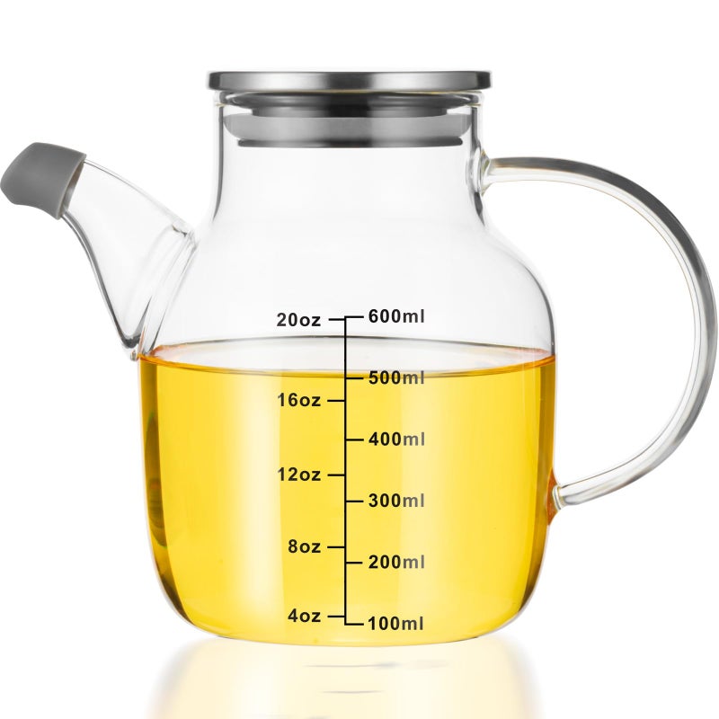 PARACITY Glass Oil Dispenser Bottle with Measurements Oil Dispenser Bottle for Kitchen 203 OZ Oil Container Kitchen for OliveVinegarCookingSoy Sauce