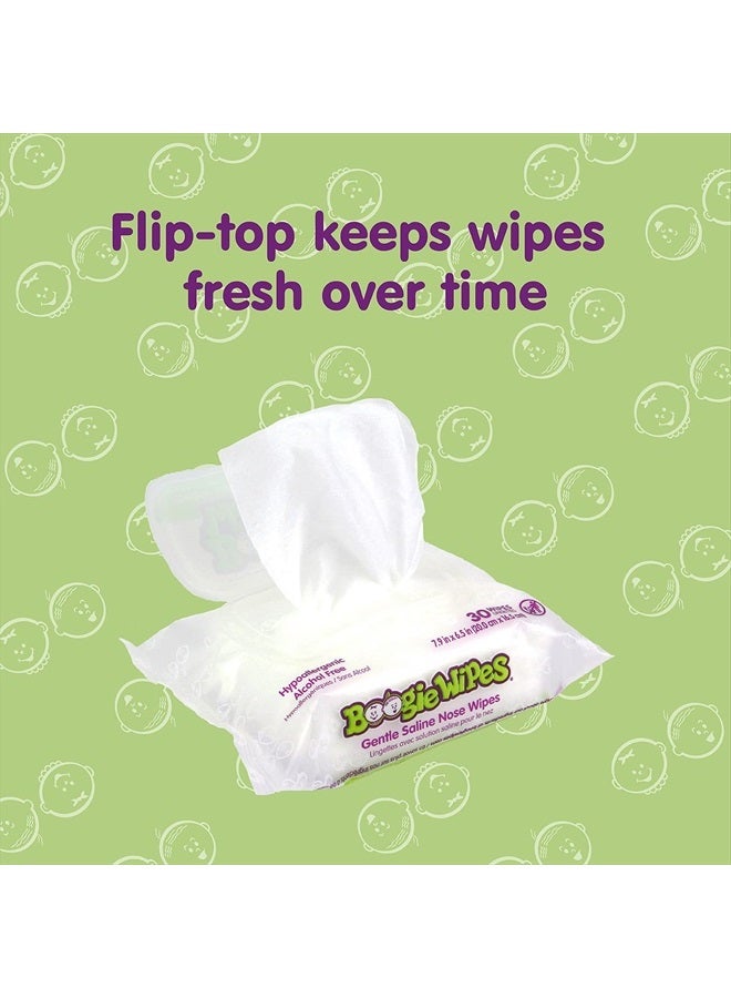 Boogie Hand, Face and Nose Wet Wipes for Kids and Baby, Boogie Wipes, Alcohol Free, Unscented, Wipes Away Dirt and Germs, Soft Natural Saline Tissue with Aloe, Chamomile and Vitamin E, 30 Count, Pack of 12  - Image 5