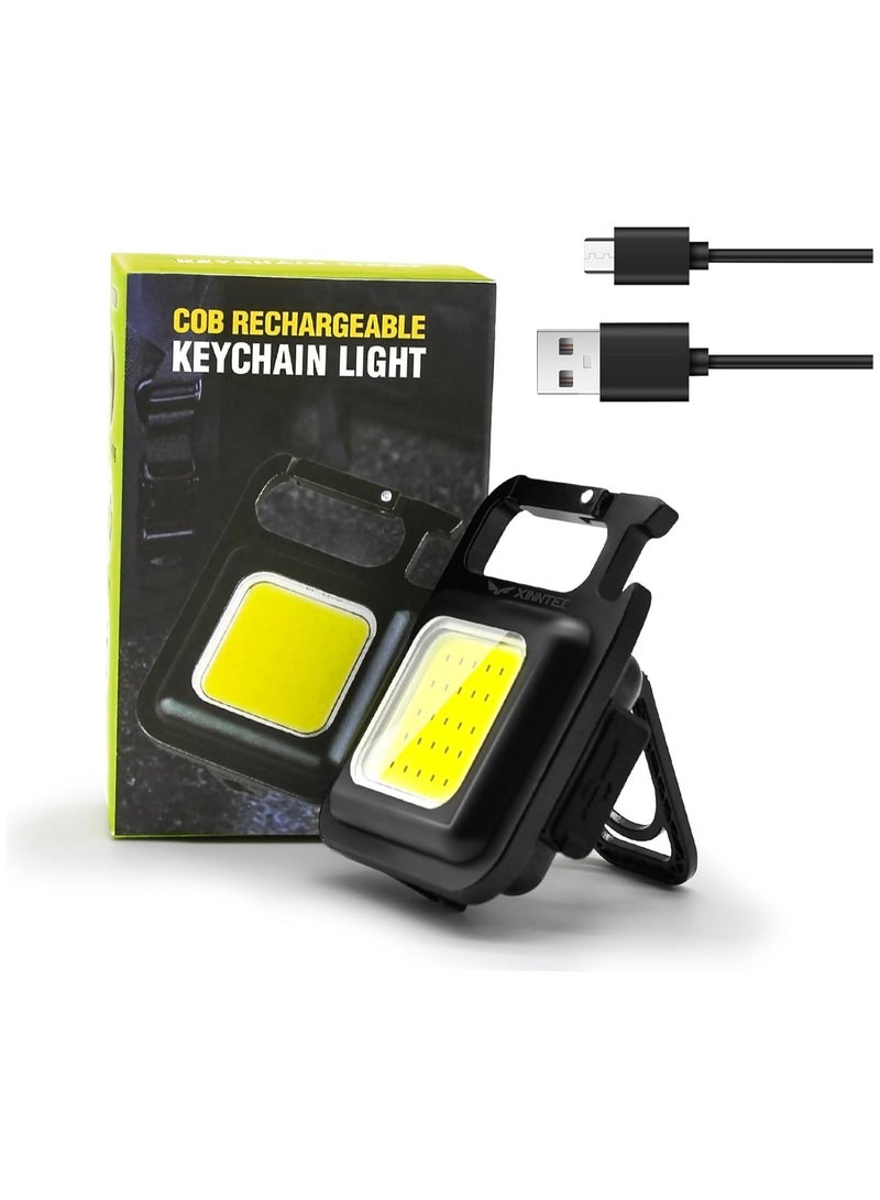 XINNTEC Mini LED COB Keychain Work Light Truly 500mAh 1000 Lumens 4 Mode Tiny Handheld Torch Multifunctional Emergency Keyring Flashlight Rechargeable... - Image 1