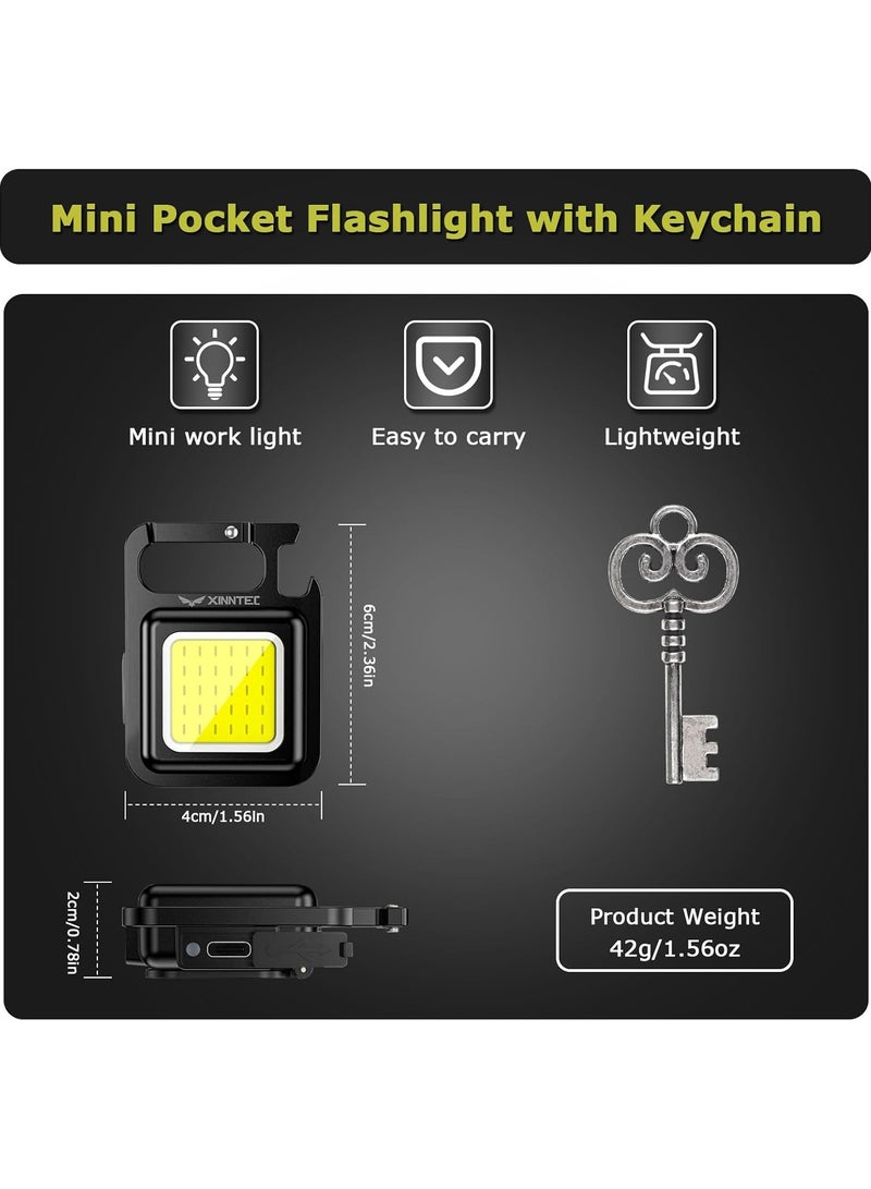 XINNTEC Mini LED COB Keychain Work Light Truly 500mAh 1000 Lumens 4 Mode Tiny Handheld Torch Multifunctional Emergency Keyring Flashlight Rechargeable... - Image 2