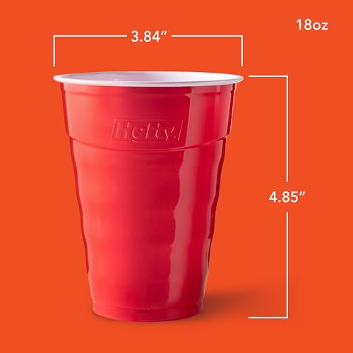 Hefty Party On Red Plastic Cups, Disposable Plastic Party Cups for Easy Cleanup and Large Gatherings, Red Cups for BBQs, Birthdays, Parties, and More, 18 Ounce, 50 Count - Image 2