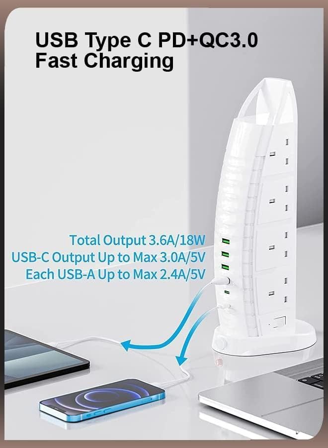 ELTRAZONE 8 Way Stylish Power Extension Cord 6 USB Fast Charging Ports Burj Al Arab Power Socket  - Image 3