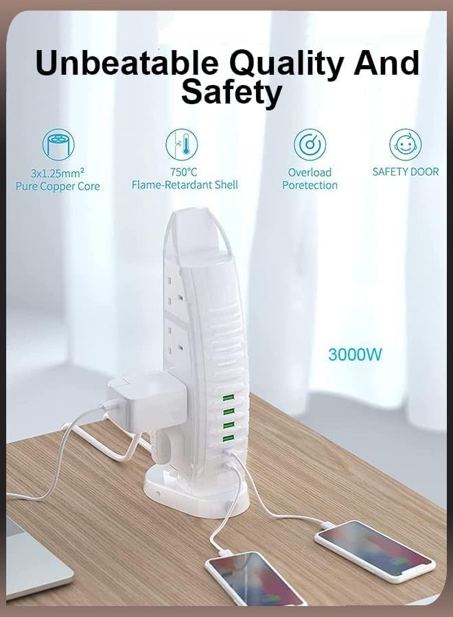 ELTRAZONE 8 Way Stylish Power Extension Cord 6 USB Fast Charging Ports Burj Al Arab Power Socket  - Image 5
