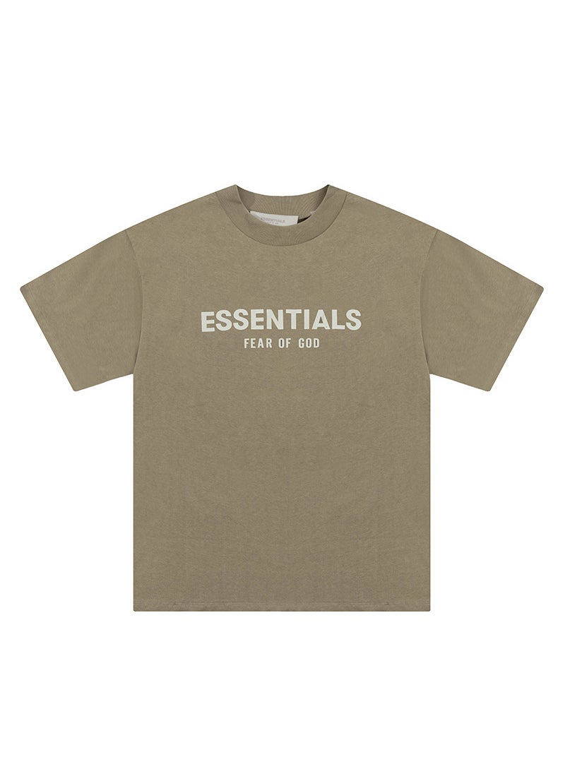 Generic - High-Version FOG ESSENTIALS Velvet Letter Tee Brown - Image 1