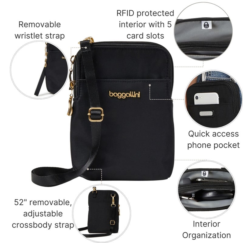 Baggallini womens Take Two RFID Bryant crossbody, Black Gold Hardware, One Size US - Image 3