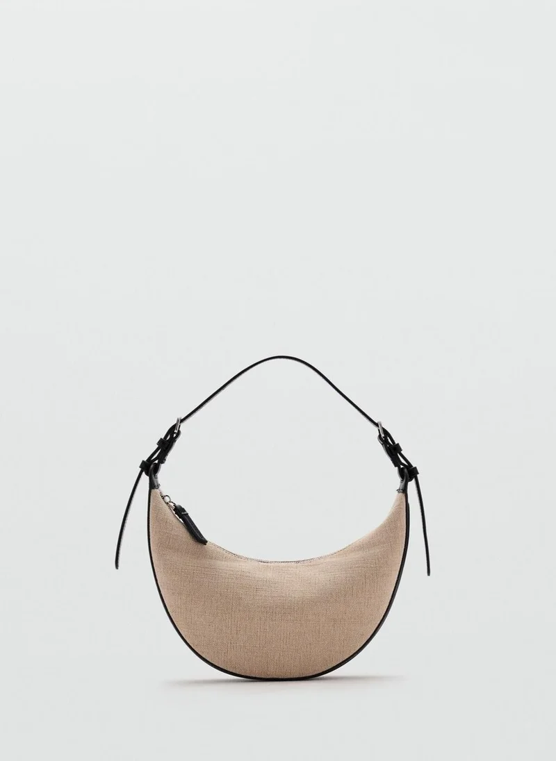مانجو Mini Oval Linen-Blend Shoulder Bag