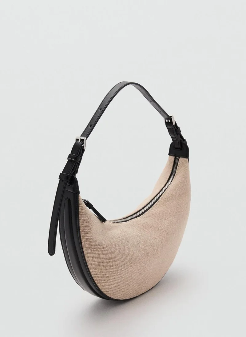 مانجو Mini Oval Linen-Blend Shoulder Bag