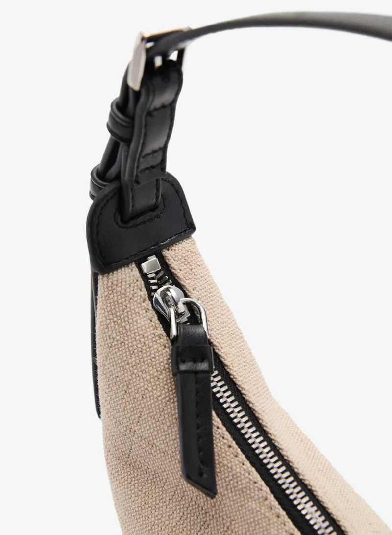 Mango  Mini Oval Linen-Blend Shoulder Bag for Women | Best Price UAE