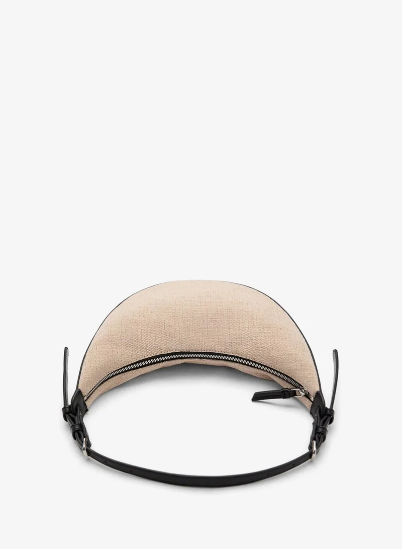 Mango  Mini Oval Linen-Blend Shoulder Bag for Women | Best Price UAE