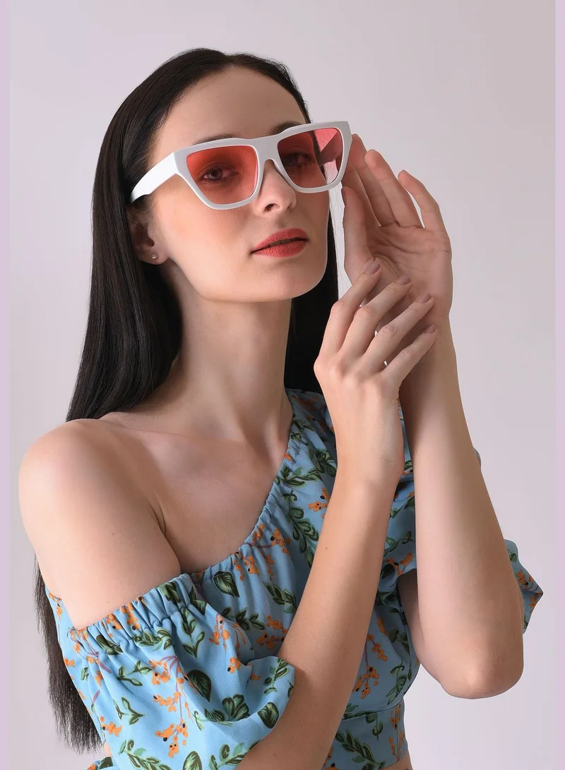 Haute Sauce Women Pink Lens White Cateye Sunglasses