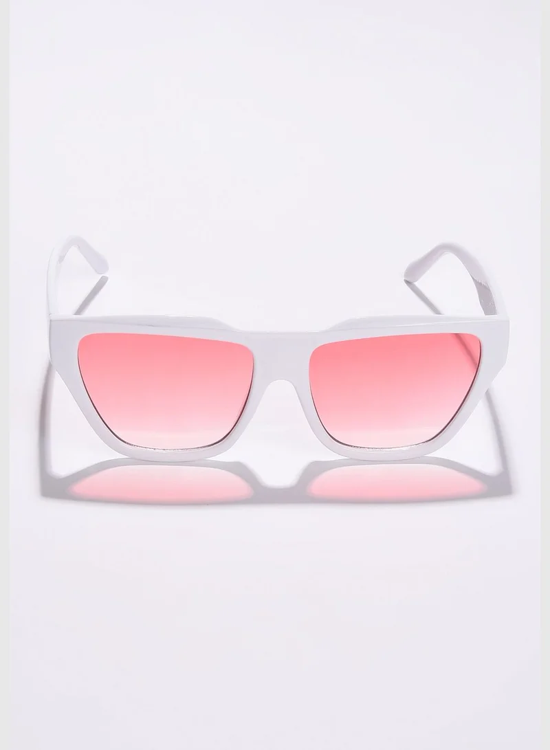 Haute Sauce Women Pink Lens White Cateye Sunglasses