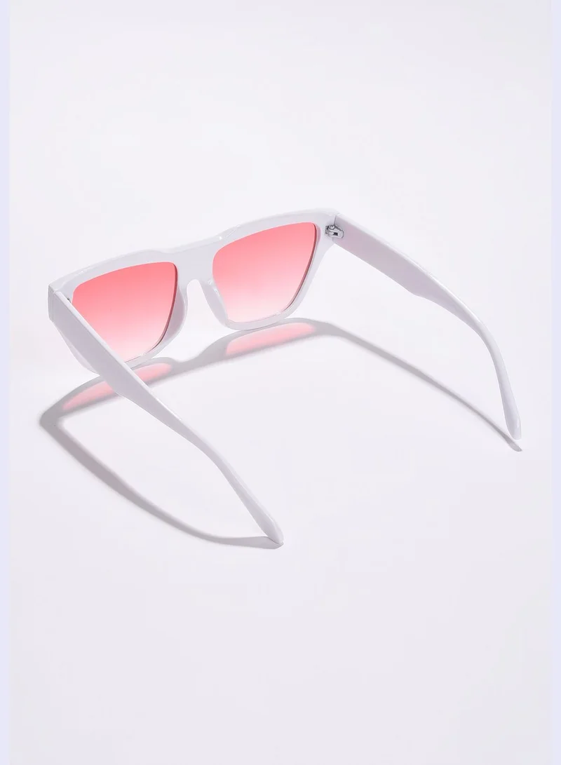 Haute Sauce Women Pink Lens White Cateye Sunglasses