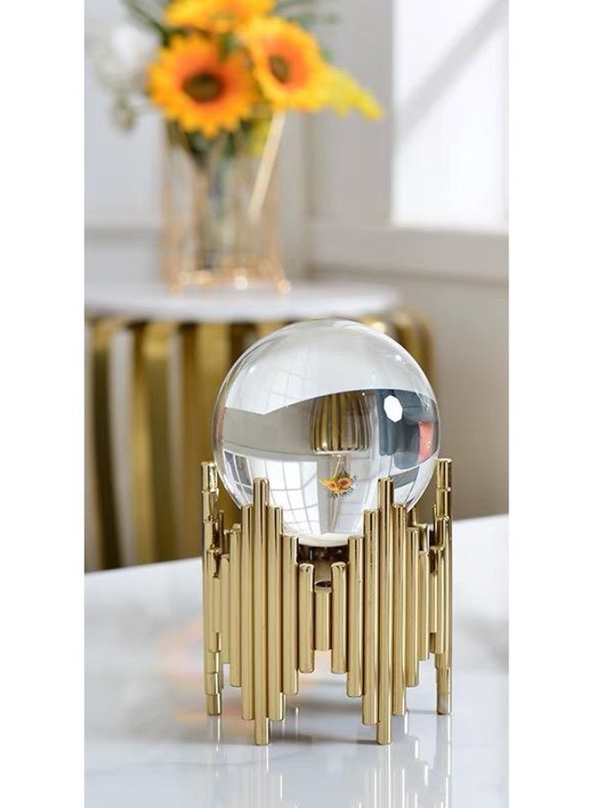 Crystal Clear Round Glass Ball with Gold Metal Stand – Elegant Home & Office Decor Sphere for Photography, Weddings, Tabletop Display, Feng Shui Energy & Luxury Interior Decoration - Image 4