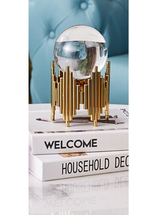 Crystal Clear Round Glass Ball with Gold Metal Stand – Elegant Home & Office Decor Sphere for Photography, Weddings, Tabletop Display, Feng Shui Energy & Luxury Interior Decoration - Image 5