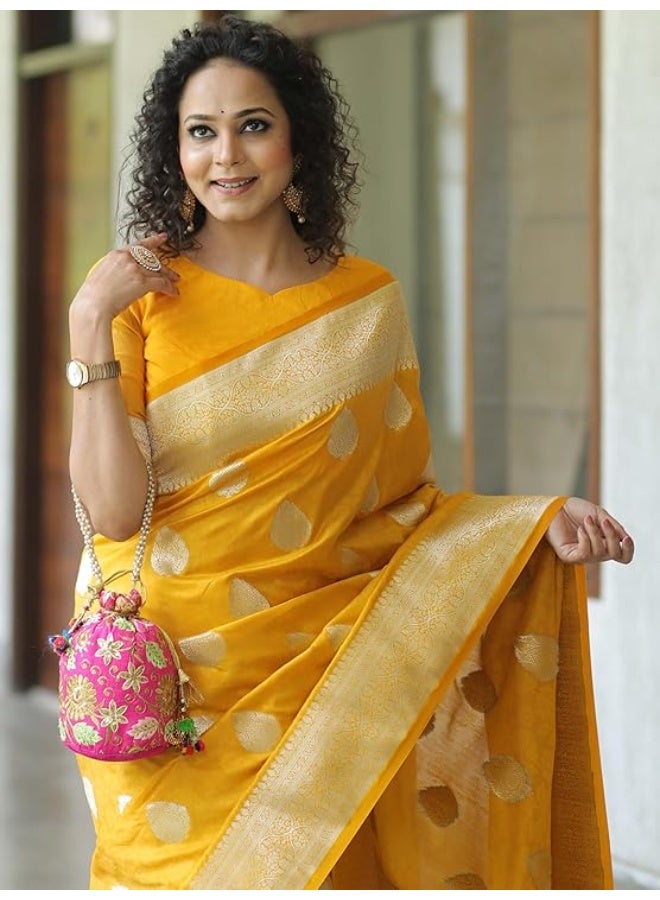 Yashika Women’s Banarasi Art Silk Saree with Traditional Woven Motifs | Elegant Ethnic Indian Sari - Image 2