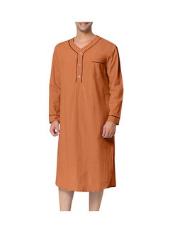Sthxyfaith Muslim Orange Men’s Robe, Pajamas Night Sleep Cotton Robe  - Image 2