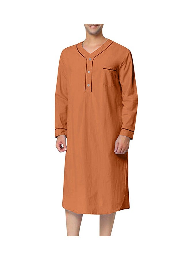 Sthxyfaith Muslim Orange Men’s Robe, Pajamas Night Sleep Cotton Robe - Image 2