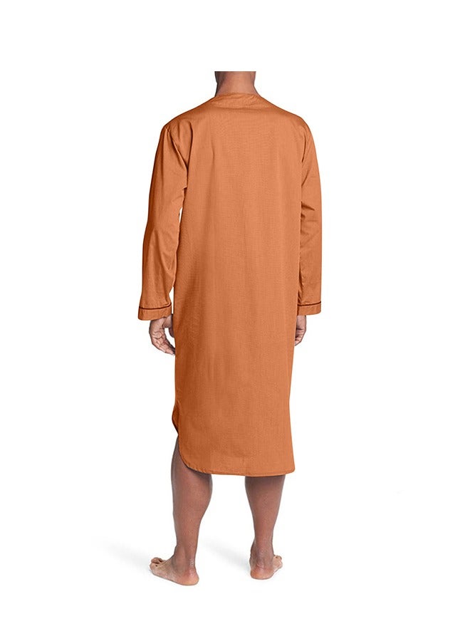 Sthxyfaith Muslim Orange Men’s Robe, Pajamas Night Sleep Cotton Robe - Image 3