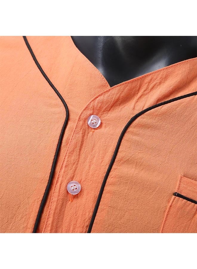 Sthxyfaith Muslim Orange Men’s Robe, Pajamas Night Sleep Cotton Robe - Image 5