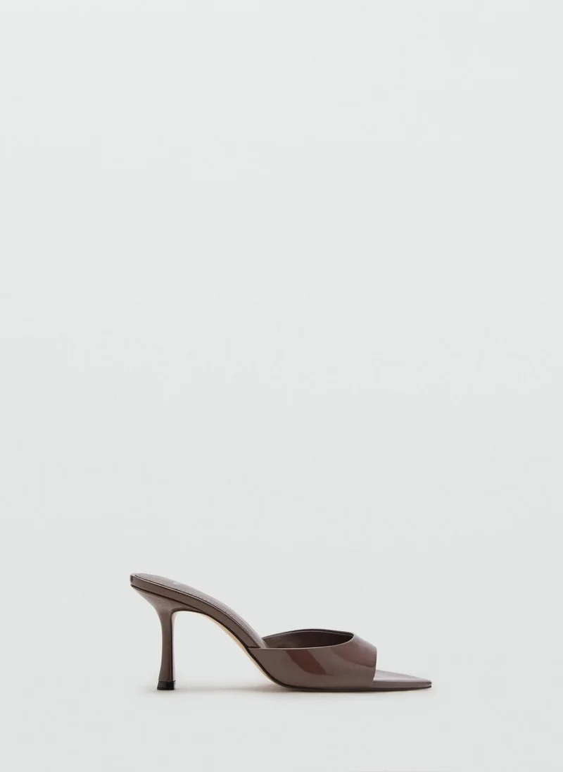 مانجو Casual Patent Leather Effect Heeled Sandals