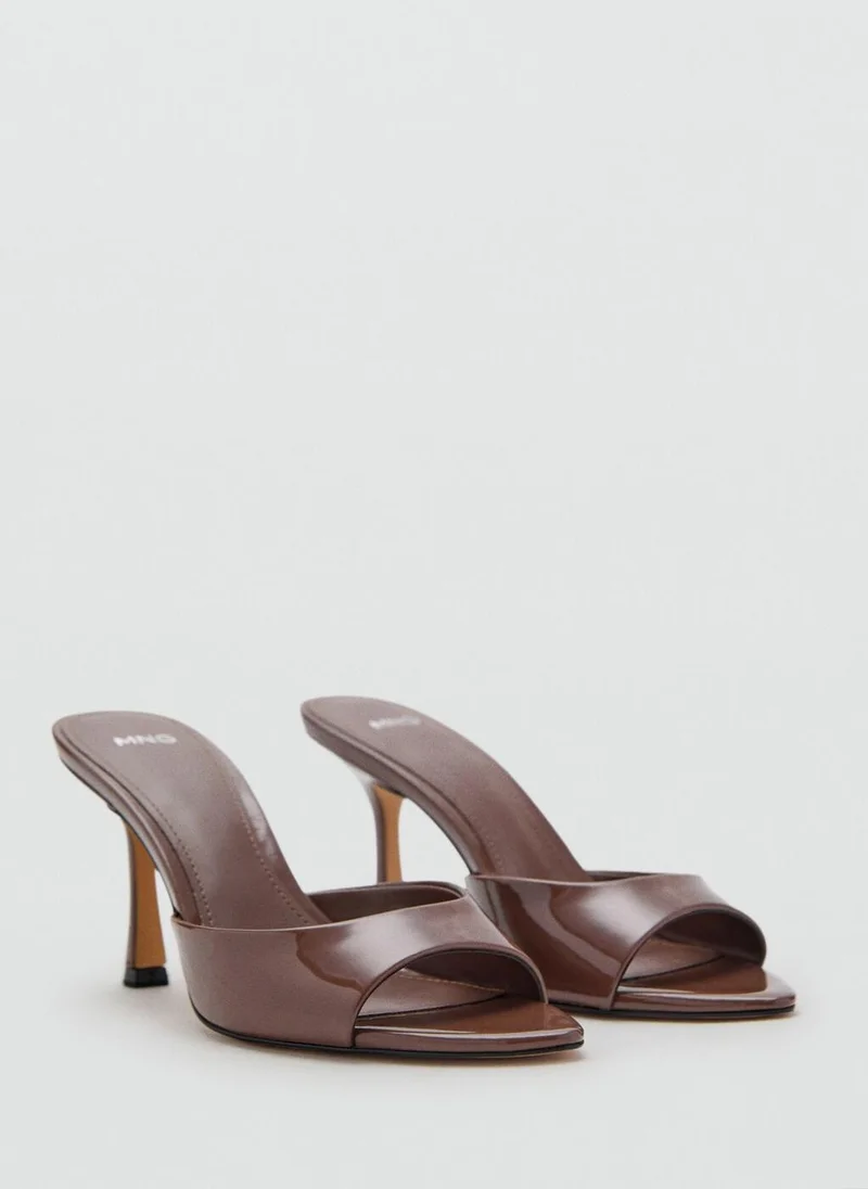 مانجو Casual Patent Leather Effect Heeled Sandals