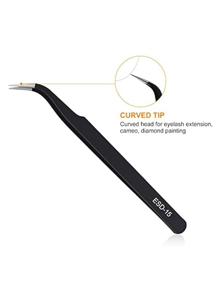 PROMASS 9PCS Precision Tweezers Set, Upgraded Anti-Static Stainless Steel of Tweezers, for Electronics, Soldering, Laboratory Work, Jewelry-Making, Model, Craft - Image 5