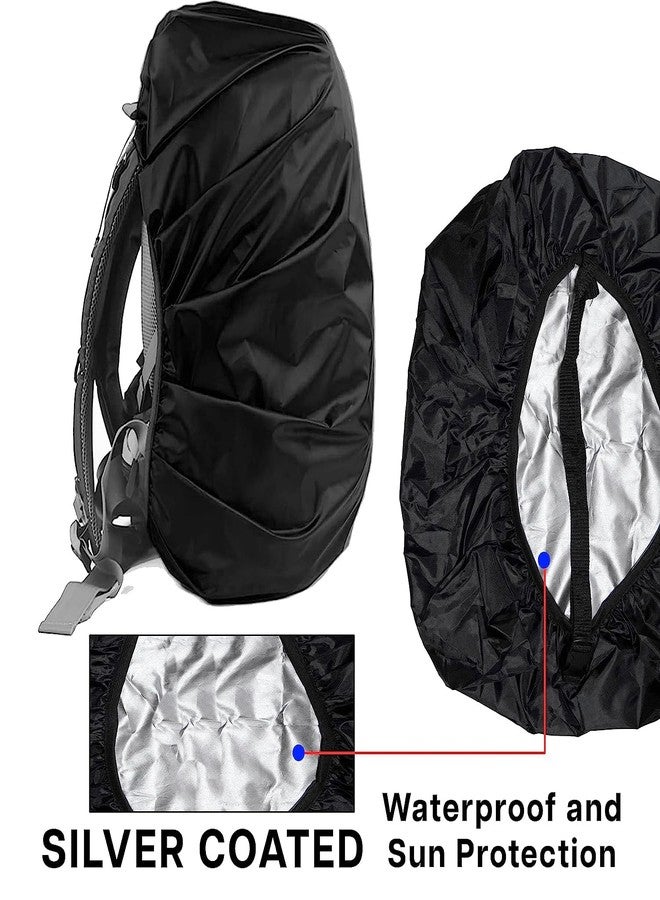 Heer Dust & Rain Cover for Backpack with Pouch, Waterproof Dustproof Rain Cover Bag Elastic Adjustable for School, College,Office, Trekking Bags (30L-35L,Black) (Pack of 2) - Image 3
