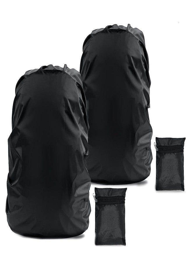 Heer Dust & Rain Cover for Backpack with Pouch, Waterproof Dustproof Rain Cover Bag Elastic Adjustable for School, College,Office, Trekking Bags (30L-35L,Black) (Pack of 2) - Image 1