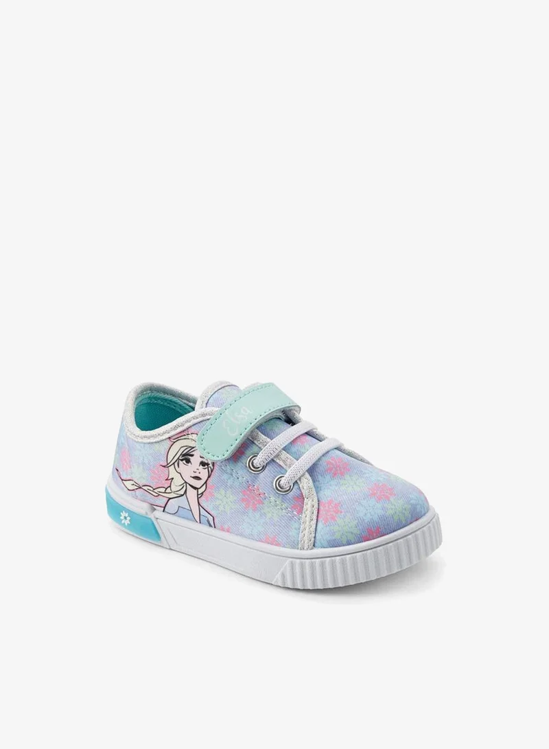 ديزني Girls Frozen Print Hook & Loop Ankle School Sneakers