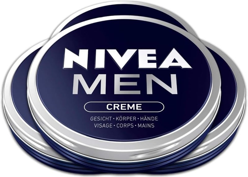 Nivea Men Creme Pack of 4 4 x 75 ml Intensive Everyday Face Body and Hand Cream with Vitamin E A Moisturising Cream for The Whole Body