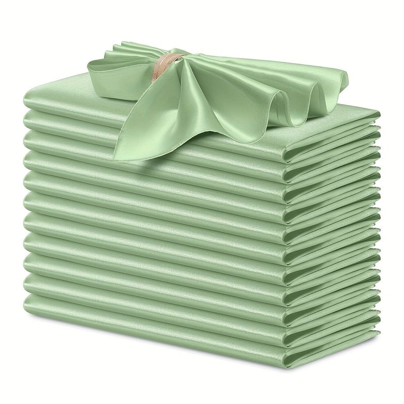 Light Purple 12Pcs 30x30Cm 11.8x11.8 Inch Satin Cloth Placemat Napkin Linen Gauze Reusable Tea Towel For Wedding Thanksgiving Christmas Dinner Birthday Party Home Restaurant Banquet Graduation Table Decoration - Image 2