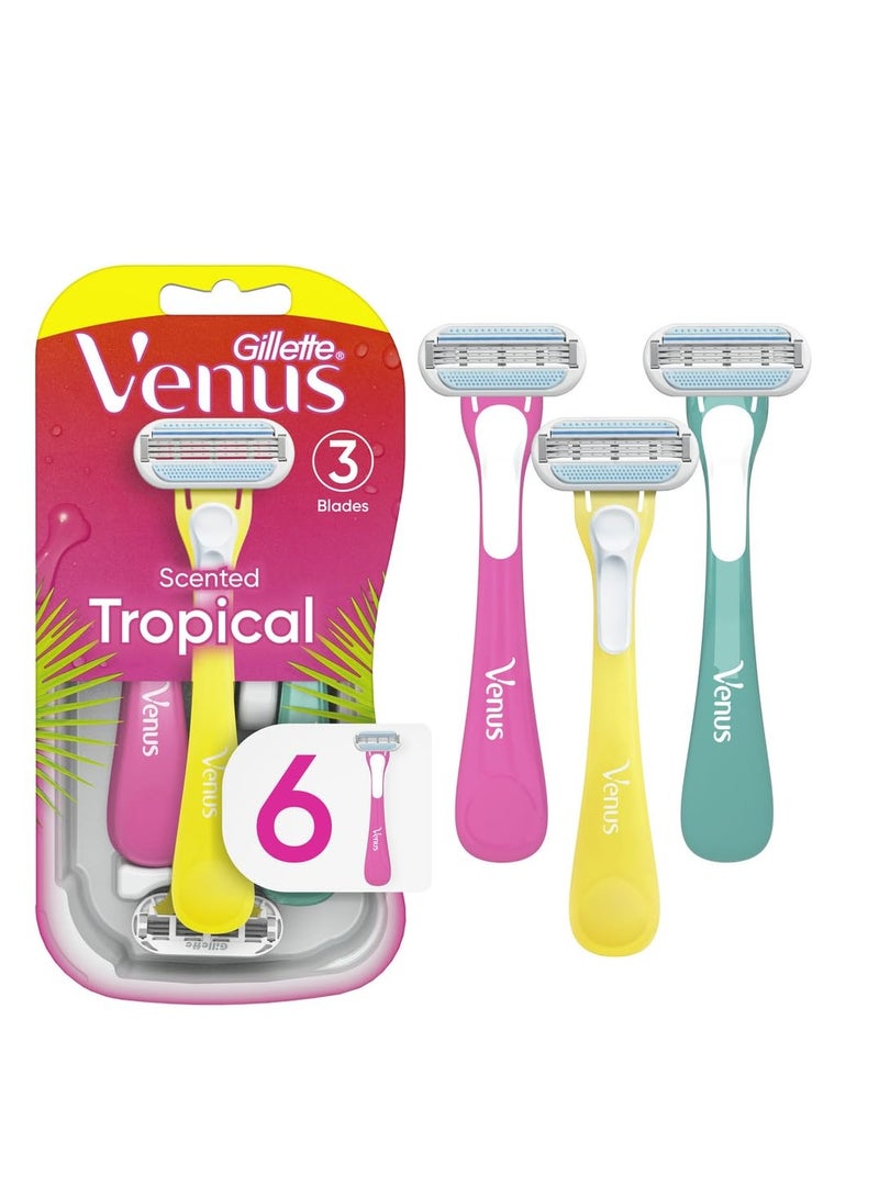 Gillette Venus Tropical Value Pack 6 Disposable Razors 3 Blades - Image 1