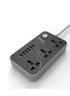 Power Strips Extension Cord 3 Outlets, Power Socket with 6 Quick USB (5V 3.4A 17W) Charging Station Power Cord 2500W Universal Charging Socket with 2M Bold Extension Cord