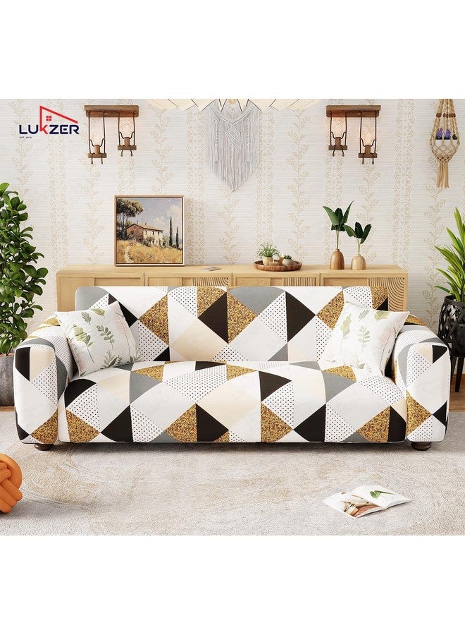 Lukzer غطاء أريكة عالمي مزخرف بنقاط لكرسيين من لوكزر | غطاء أريكة قابل للغسل ومضاد للانزلاق مغطى بالكامل بزاوية 360° | غطاء من البوليستر + سباندكس قابل للتمدد (140-180 سم/SC-045-02) - Image 3